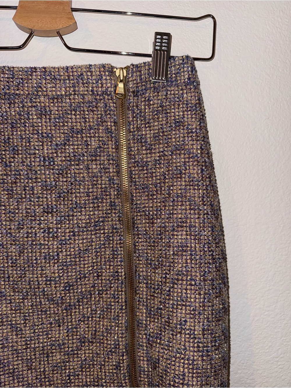 J. Crew Tweed Pencil Skirt with Gold Zip - Neutral Mix - Picture 3 of 8